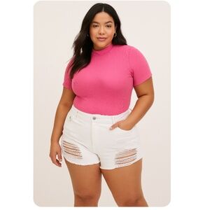 TORRID White Distressed Jean Shorts High-Waisted Size 24